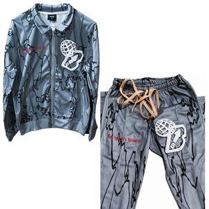 Bankup Streetwear Gray Warm Up Jacket And Pants